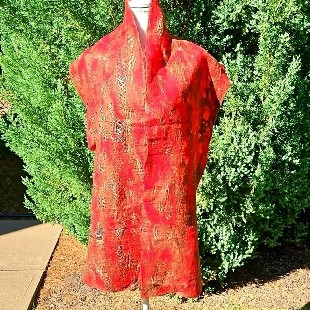Scarf Handcrafted Wool and Silk New 79x12